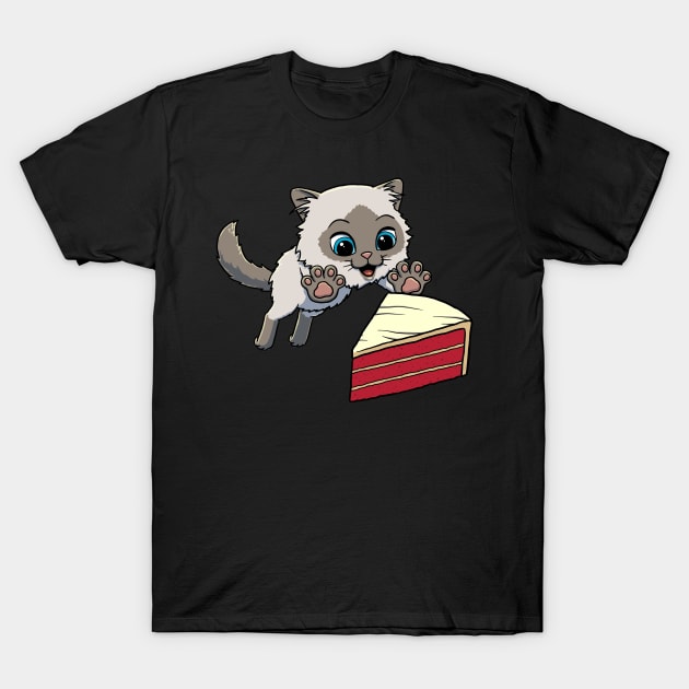 Himalayan Cat excited to eat Red Velvet Cake T-Shirt by Crazy Cool Catz